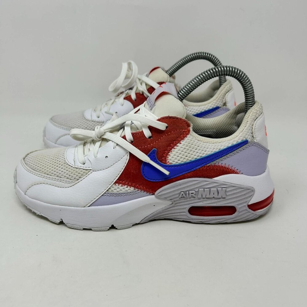 Nike Air Max Excee White/Red/Blue Mesh & Leather Sneakers Women's Size 6.5